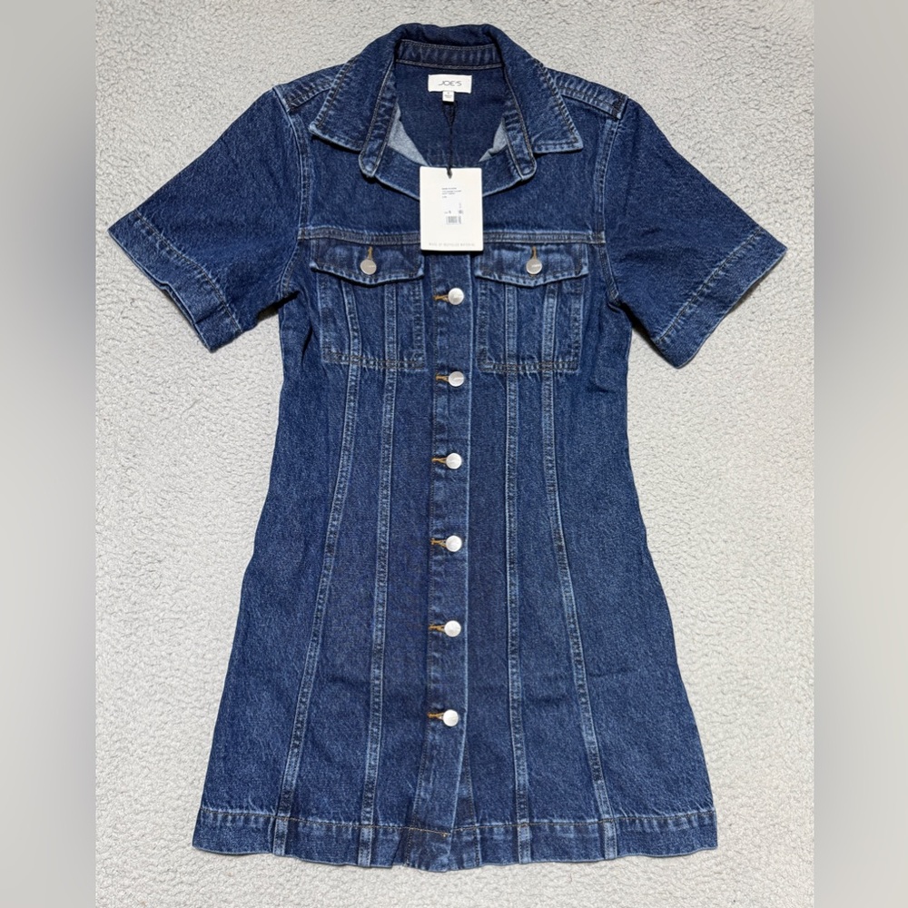 Joes Jeans linen cotton blend The Denim Tucker Shift Button Dress Size Small